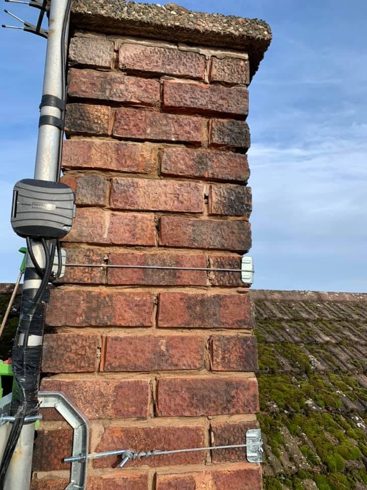 Chimney stack before Marlite completed repointing